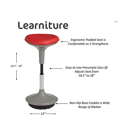 Image of Learniture Active Learning Wobble Stools, Foam-Padded Backless Height Adjustable Office Chairs, Red and Gray