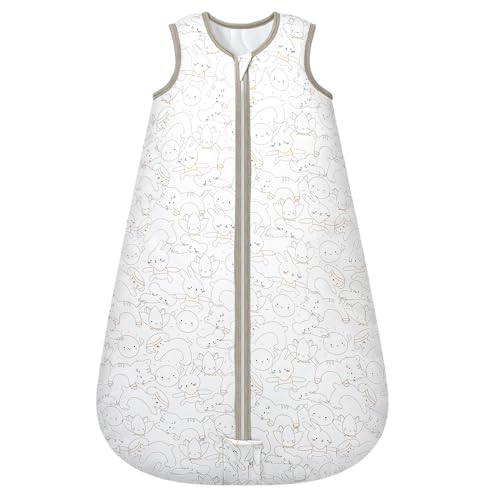 Mosebears Sleep Sack Baby Winter Wearable Blanket with 2-Way Zipper,2.5 TOG Cotton Sleep Sack Unisex (Rabbit Cat, 0-6 Months)