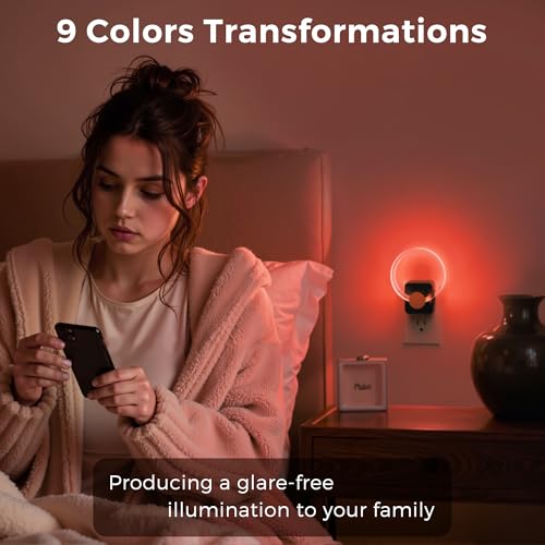 L LOHAS LED Night Lights Plug into Wall, Changing RGB Night Light with Dusk to Dawn Sensor, 180° Rotatable Acrylic Nightlight Plug in Wall for Halloween, Christmas, Holiday, Hallway[2 Pack] — view 5