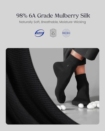 Men's Silk Socks - Luxury 98% Mulberry Silk Socks for Men, Ultra Soft, Breathable & Comfortable2