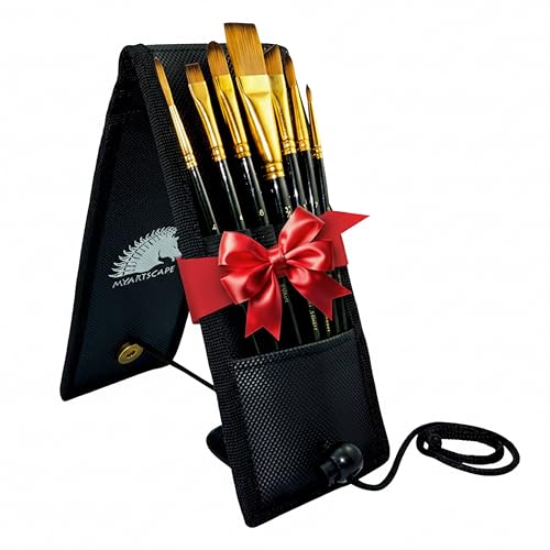 Product Image of the MyArtscape Pocket Paint Brush Set - 7 Artists' Paintbrushes for Watercolor, Acrylic and Oil Painting - Set 1 - Quality Art Supplies