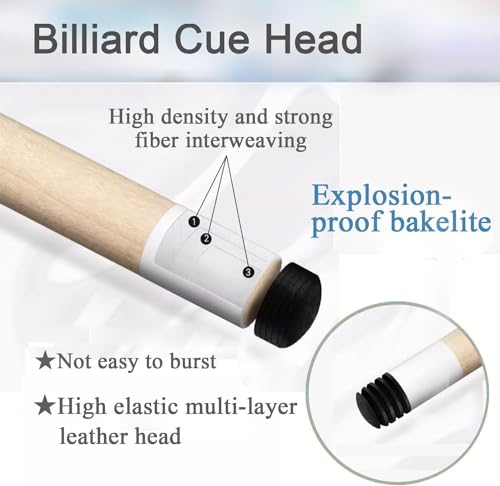 Taco de Billar para Pool y Snooker con Estuche 13 mm Negro miniatura 3
