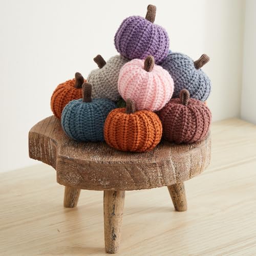 Image of Mini Knit Pumpkins Set of 12, Warm Pumpkin Colors (Mini Assorted Set 12) | Bowl Fillers, Shelf Decor Accent, Fall Wedding Centerpiece, Hostess Gift