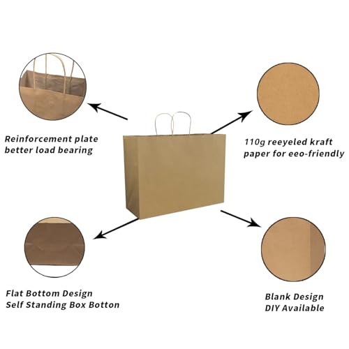 FACEBAG 100Pcs Large Brown Kraft Paper Bags