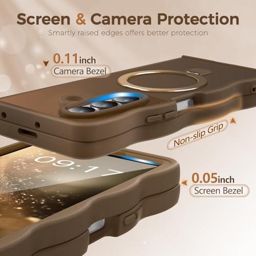 Image of Cute Wavy Magnetic Stand Case for Galaxy Z Fold 7 Fit for MagSafe