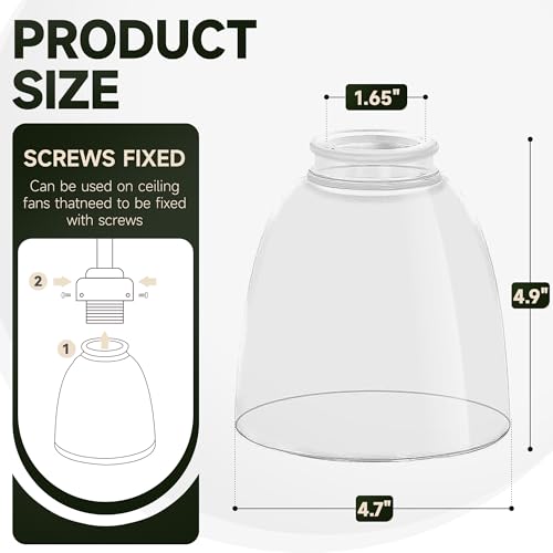 Image of Clear Glass Bell Shade Replacement - 1.65 inch Fitter - Compatible with Chandeliers, Wall Sconces, Vanity & Ceiling Lights - Decorative Lamp Globe for Home Lighting, 4 Pack