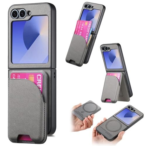 Coque Samsung Galaxy Z Flip 3 aimantée avec rabat portefeuille en cuir amovible
