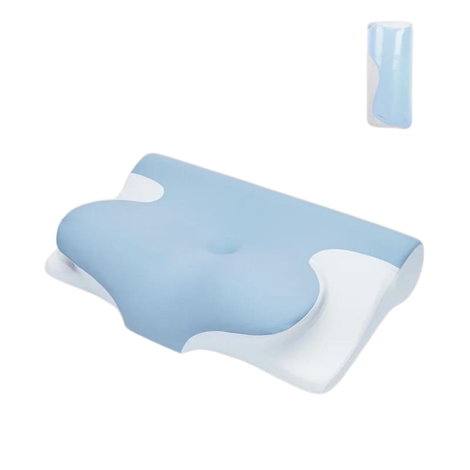 BFJNFPBEU Ergonomic Cervical Pillow, Memory Foam Contour Pillow, Orthopedic Support Pillow Roll Packed for Easy Shipping,Blue