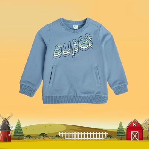 Image of miniklub Boys Round Neck Long Sleeve Knitted Cotton Sweat Shirt (Blue Color)