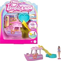 Barbie Mini BarbieLand Playsets with Toy Vehicle & 1.5-inch Doll, Dream Boat with Color-Change Surprise