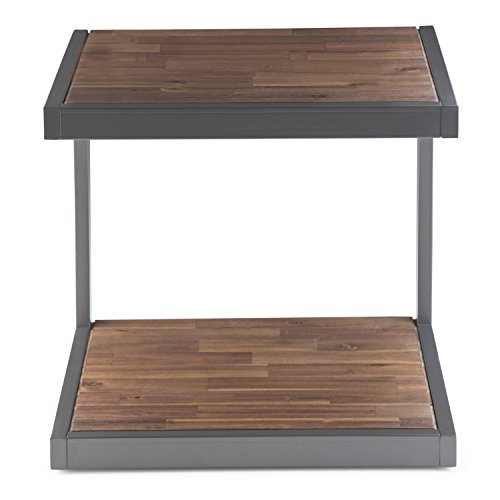 Simpli Home Erina Solid Acacia Wood and Metal 24 inch Wide Rectangle Modern Industrial End Side Table in Rustic Natural Aged Brown - Thumbnail 6