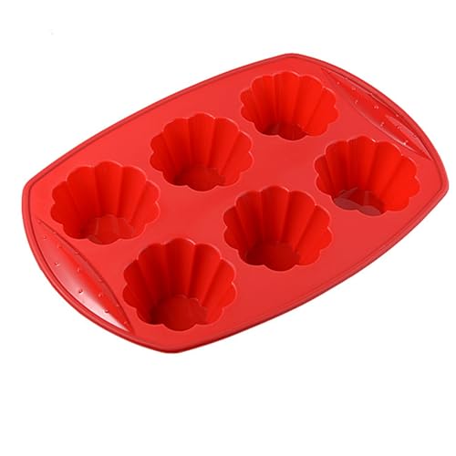 Silicone Muffin Pan with Handles, 6 Cup Regular Size Cupcake Pan,Flower Shapes BPA Free Non-Stick Bread Pan Molds for Making Birthday Cakes, Breads, Pies, and Tarts