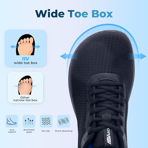 Image of IIV Mens Walking Shoes with Arch Support Wide Toe Box Tennis Sneakers Plantar Fasciitis Running Shoes