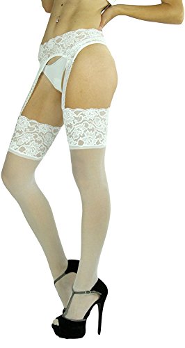 Image of ToBeInStyle Women's Attached Garter Belt Suspender Nylon Stocking Pantyhose