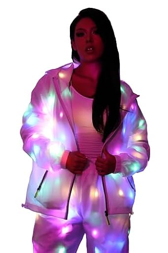 YNYW Chaqueta Chaleco Pantalón Unisex para Hombres Mujeres con Luz LED Flash Para Fiesta Nocturna Festival Navidad Elegante Disfraz de Fiesta al Aire Libre, Chaqueta., 3XL | Ya disponible en tu tienda friki favorita! En mundofriki.es!