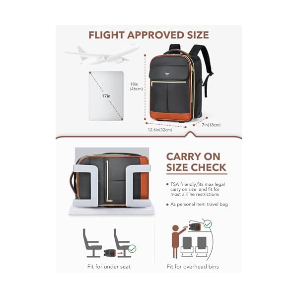 Rolling Backpack for Women Men, Travel Backpack with Wheels, Large Carry on Backpack Flight Approved, 17 Inch Wheeled Laptop Backpack for Travel Work Business Overnight Roller Bag, Black - Image 6