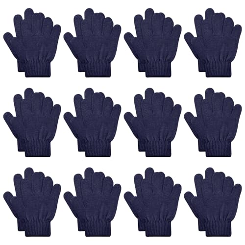 Image of ONESING 12 Pairs Kids Gloves - Warm Knitted Winter Gloves Bulk for Girls Boys | Children Gloves Designed for Cold Weather