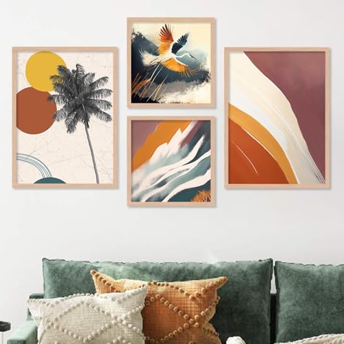 Image of kotart Minimal Colorful Abstract Modern Art Wall Painting with Frame for Living Room Bedroom Hall Office - Framed Painting for Wall Decoration - Wall Decor for Home - Set of 4 (Art 7, 13X17 inch)