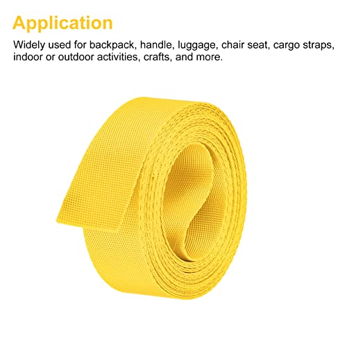 Image of MECCANIXITY Flat Nylon Webbing Strap 1 Inch 4 Yards Yellow for Backpack, Cargo Strap, Luggage-rack