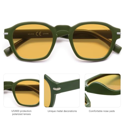 Image of SOJOS Retro Square Polarized Sunglasses Men Trendy Womens SJ2382 | Vintage UV400 90s Sun Glasses Outfit Driving
