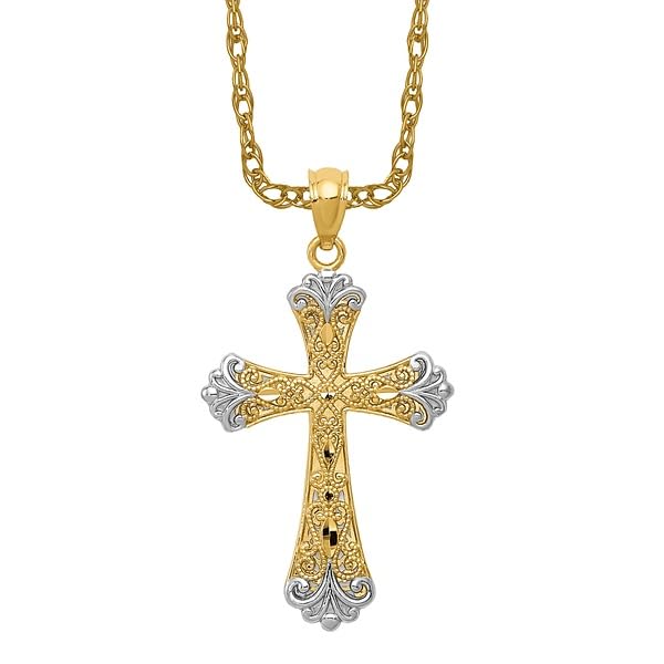 IceCarats 14K Solid Yellow Gold Reversible Holy Cross Necklace Religious Chain Pendant Jesus Christ Charm2