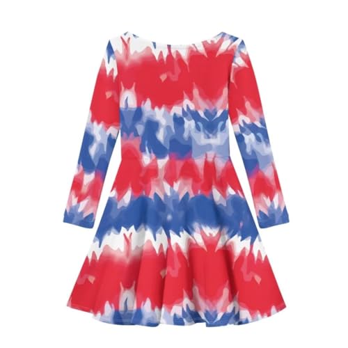 Girls Midi Dresses Cute Graphic Long Sleeve Round Neck Casual Swing A-Line Party Dress2