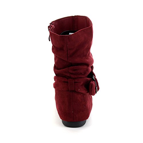 Image of Beston Forever Selena-58 Women's Fashion Mid Calf Flat Heel Side Zipper Slouch Boots Black 5.5