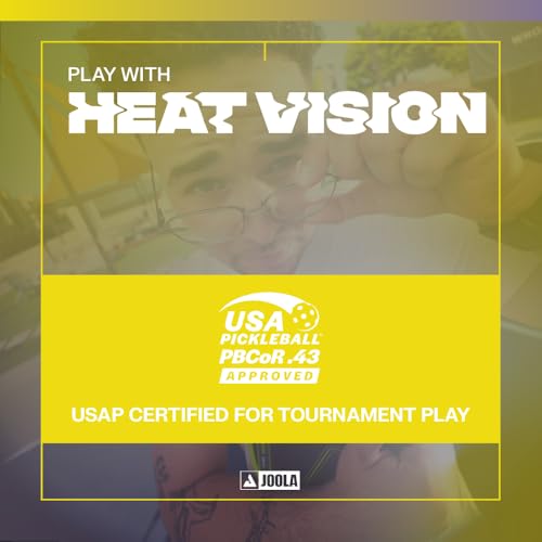 Image of JOOLA SCORPEUS Heat Vision 16mm Pickleball Paddle - Standard Shape - Textured Carbon Fiber Surface for Spin - SK Film for Reduced Vibration - USAP Approved - NFC Chip Enabled