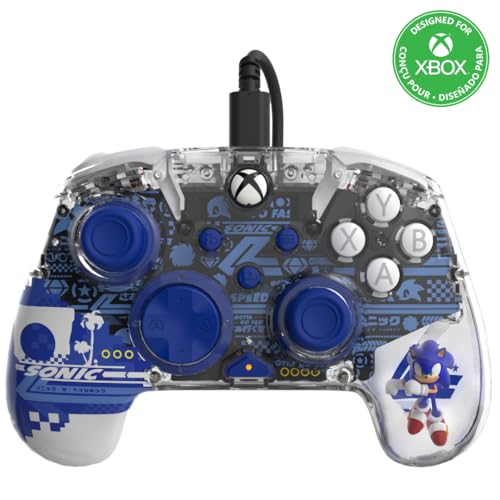 PDP REALMz Wired Xbox Controller Licensed for Series X|S, Xbox One, Windows 10/11 PC, LED Lighting Collectible Sonic Superstars, Programmable Buttons/Triggers, PC Control Hub App: Sonic Speed