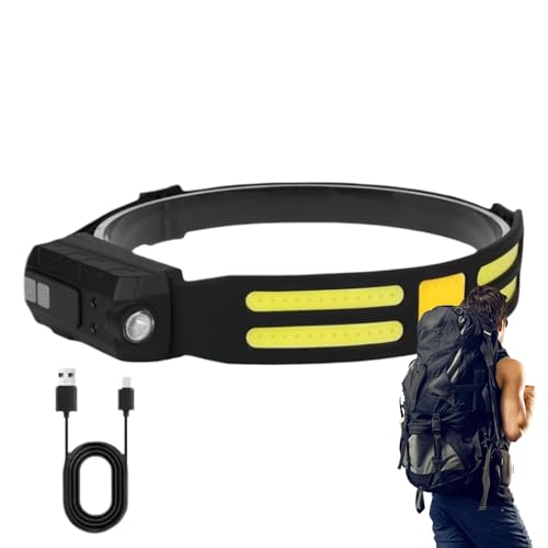 Luz frontal con sensor de movimiento - Linterna frontal LED inteligente con detección de movimiento, faro ajustable para uso con manos libres | Faro impermeable para correr de noche, acampar, hacer ca