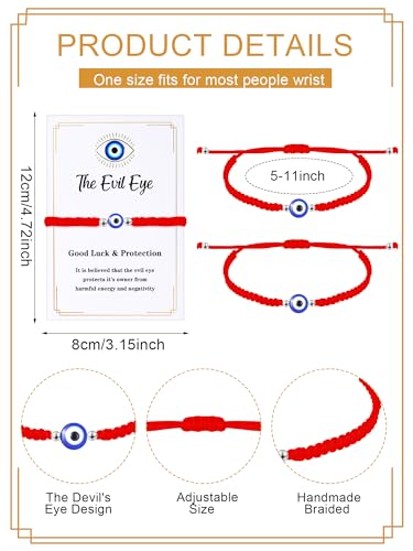 Sasylvia 100 Pcs Evil Eye Bracelets Gift Includes 50 Adjustable Evil Eye Protection Bracelets 50 Wishing Card2