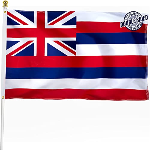 XIFAN Double Sided Hawaii State Hawaiian Flag 3x5 ft Heavy Duty 3 Ply Durable Polyester HI Flag with Vibrant Print/4 Rows Hemming/Brass Grommets for Indoor Outdoor Decor