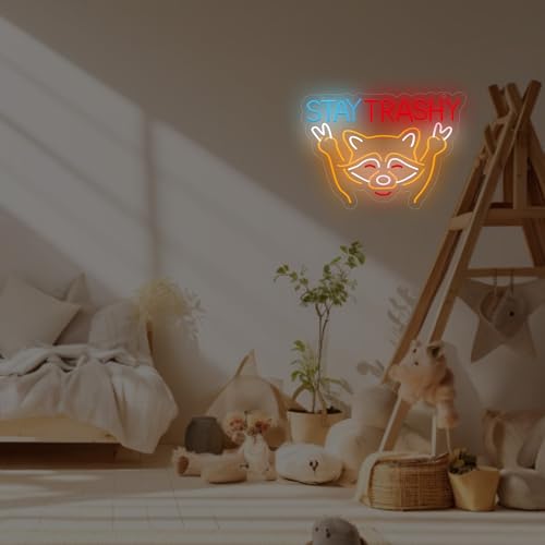 Image of Stay Trashy Racoon Neon Sign, USB Powered LED Room Decor
