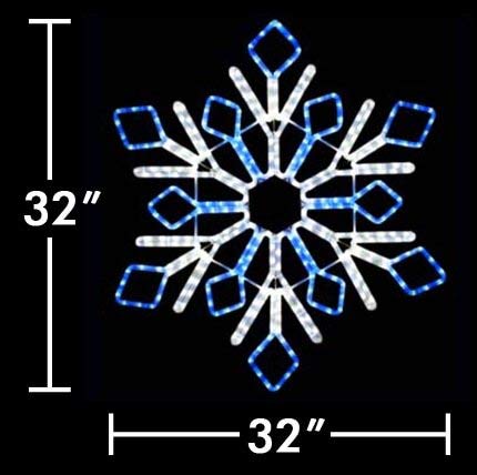 ElectricArt 32 Inch Cool White and Blue LED Rope Light Snowflake Motif v2