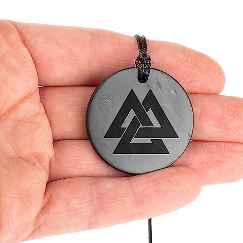 Shungite Pendants, Necklace and Amulets - Made of Authentic Russian c60 Stone - Engraved - 1.4 inches - Round Shape4