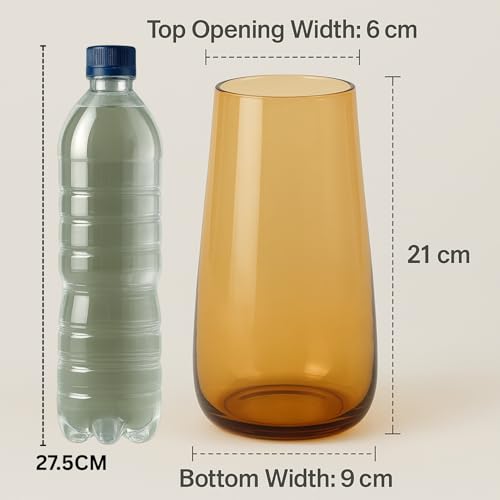 Image of ecofynd Glass Vase for Flowers Plants, Modern Decorative Vase for Home Decor Center Table, Bedroom, Living Room, Office Decoration, Wedding or Gifts, Luster Glass Vase, (GVASE014)
