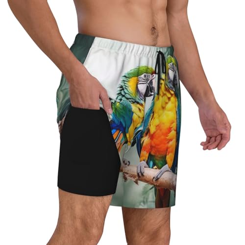 Men's Swim Trunks Quick Dry Board Shorts Drawstring Beach Short Parrots Bathing Suit for Men2