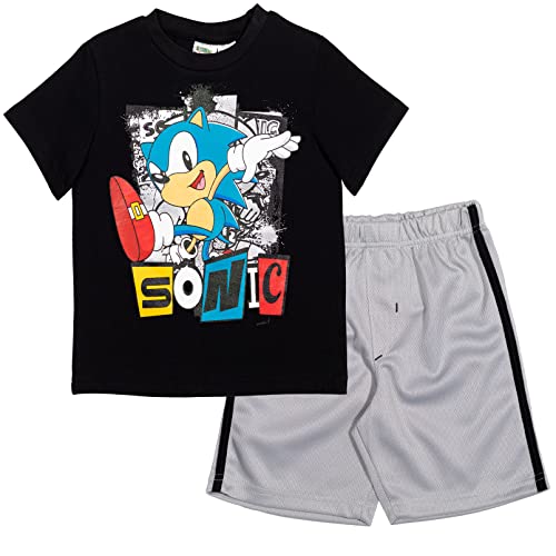 Image of SEGA Sonic the Hedgehog Athletic T-Shirt and Mesh Shorts Outfit Set Toddler to Big Kid Sizes (2T - 18-20)
