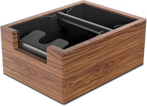 EASGIU Espresso Knock Box, Coffee Knock Box with Durable Knock Bar and Non-Slip Base, Knock Box for Machine Accessories (Wooden Base)