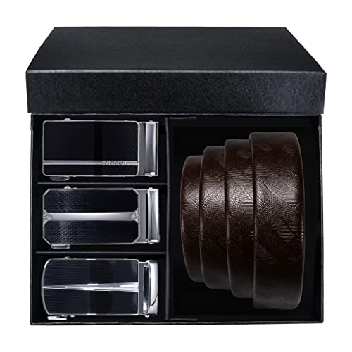 Men Belt Vintage Automatic Buckles Suit Dress Business Waistband Gift Boxed Mens Belts Set Cow Leather Formal
