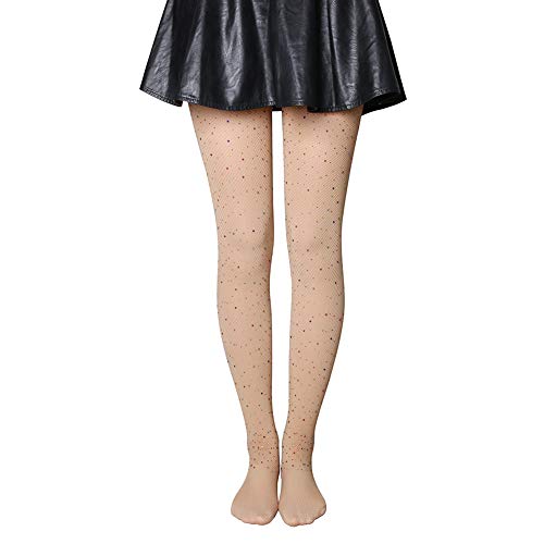 Image of Ulalaza Sparkle Hollow Out Letter Nude Colorful Rhinestone Hot Drilling Fishnet Pantyhose Tights for women Luminous