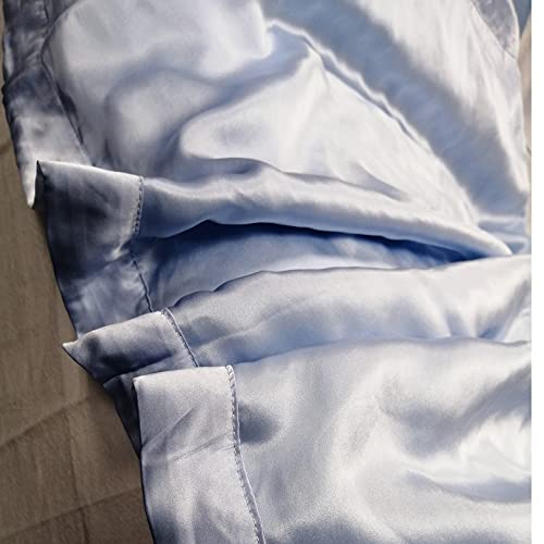 Image of Baby Soft Silk Blanket - 100% Mulberry Silk On One Layer with Minky Plush Dot Blanket Backing - Reversible Double Layer, Gift for Girls /Boys Best for Summer (28 x 40 inch, Grey Blue)