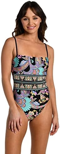 Sunshine 79 Women's Bandeau Mio One Piece Swimsuit, Multi//Paisley Patchwork, 10