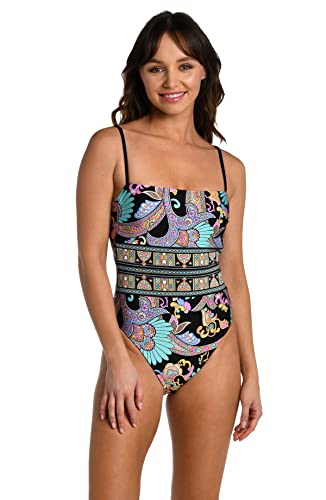 Sunshine 79 Women's Bandeau Mio One Piece Swimsuit, Multi//Paisley Patchwork, 10 #TOP3