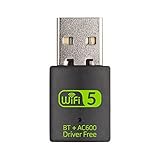 Adaptateur USB WiFi Bluetooth, 600Mbps Clé WiFi Double Bande 2.4G/5.8G Bluetooth 4.2(Win8/10) sans Fil Adaptateur Réseau Carte WiFi pour Portable PC de Bureau Windows 10/8/7