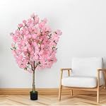 OUSHENG Fleur de cerise artificielle, Faux Plantes Intérieur Décor, Feaux Rose Sakura Fleurs pour le salon Maison Maison Entrée Chambre Bureau Intérieur Décorations, 4FT