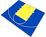 MODUTILE Outdoor Basketball Half Court Kit 30ft x 25ft -Lines and Edges Included-Made in The USA (Yellow/Blue)