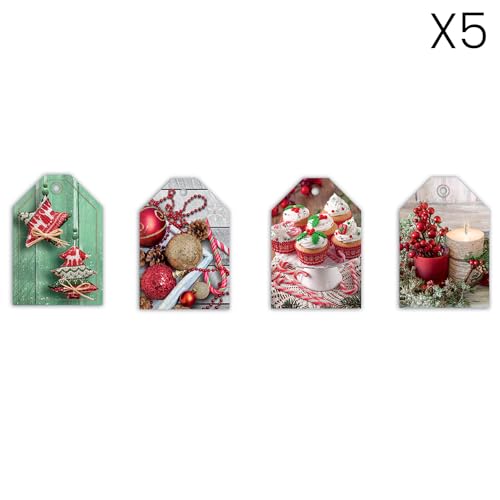 Magicamente Carta Set Weihnachtsetiketten, 20 Stück Weihnachts-Verschlüsse, in 4 verschiedenen Designs, verpackt in Einzelblisterpackungen, Karton 230 g/m, hergestellt in Italien, Motiv: