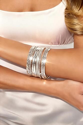 Image of 17 MILE 78 Pieces Gold Jewelry Set for Women, 9 Necklace, 24 Bangle Bracelet, 22 Earrings, 23 Knuckle Rings Gold Plated Jewerly set for Women Gift