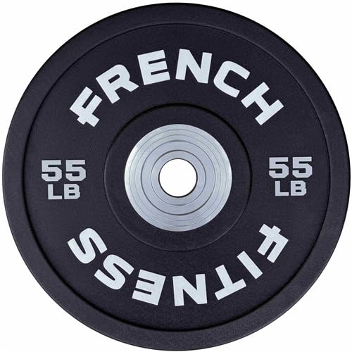 French Fitness Competition Urethane Bumper Plate 55 lb Black – High-Durometer Urethane, Durable, Hard Chrome, Easy to Load, Minimal Sleeve Friction, Professional Weightlifting Equipment